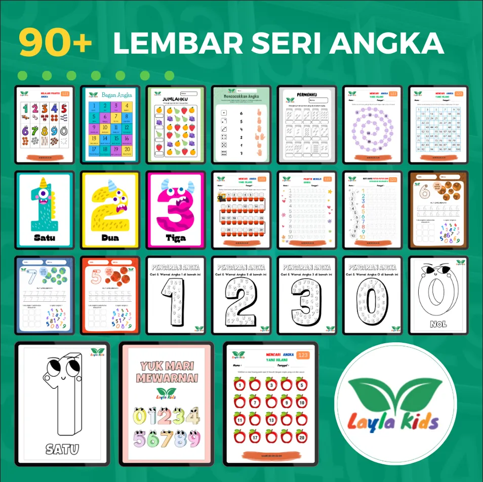 90 Worksheet Printable Seri Angka